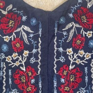 Romper with embroidery adjustable straps zipper